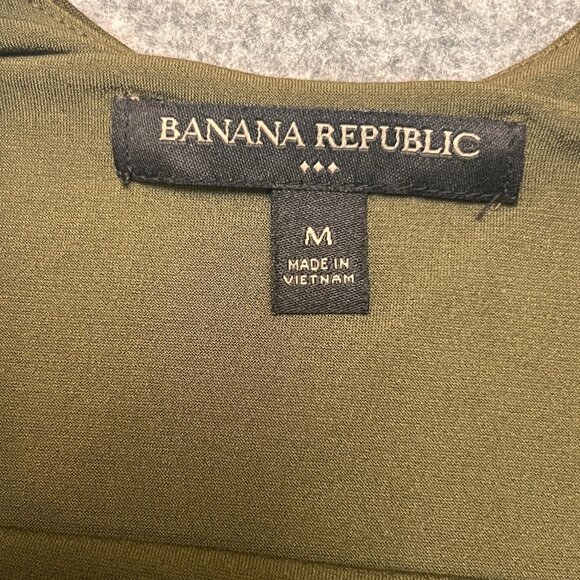 Banana Republic Dress Women Med Green Ruched Maxi Tank Side Slit Summer Casual - Picture 5 of 13